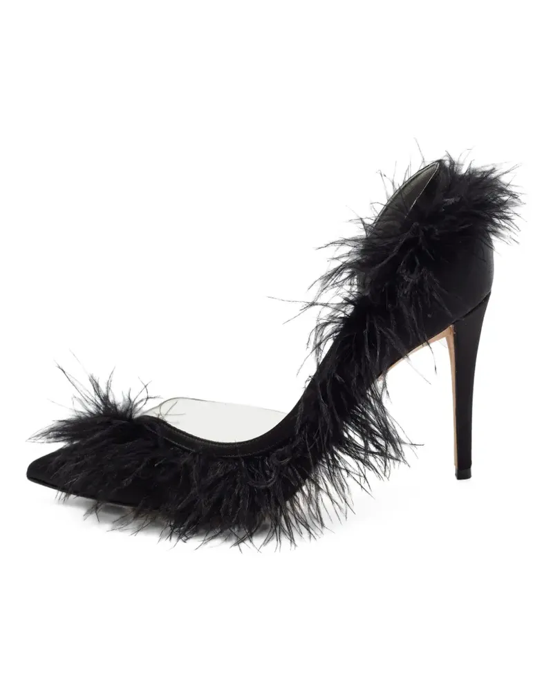Gina D'Orsay Pumps mit Federbesatz - Schwarz Schwarz