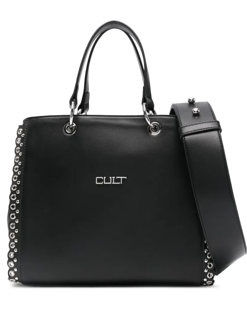 Cult Schultertasche aus Leder - Schwarz Schwarz