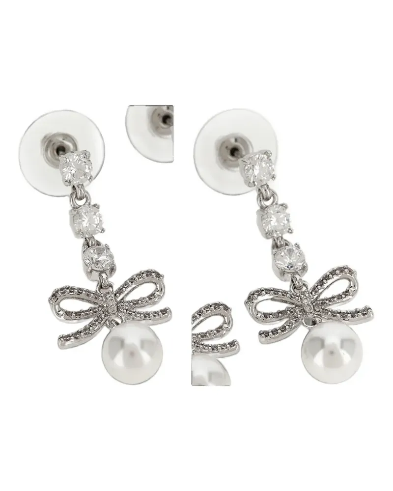 Self-Portrait bow crystal-charm earrings - Silber Silber