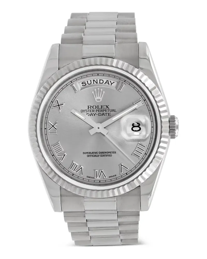 Rolex Oyster Perpetual Day-Date fluted bezel 36mm watch - Silber Silber