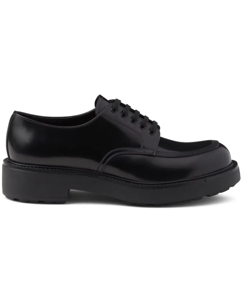 Prada Derby-Schuhe aus gebürstetem Leder - Schwarz Schwarz