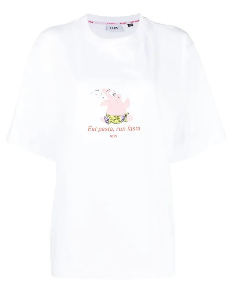 GCDS T-Shirt mit Slogan-Print - Weiß Weiß