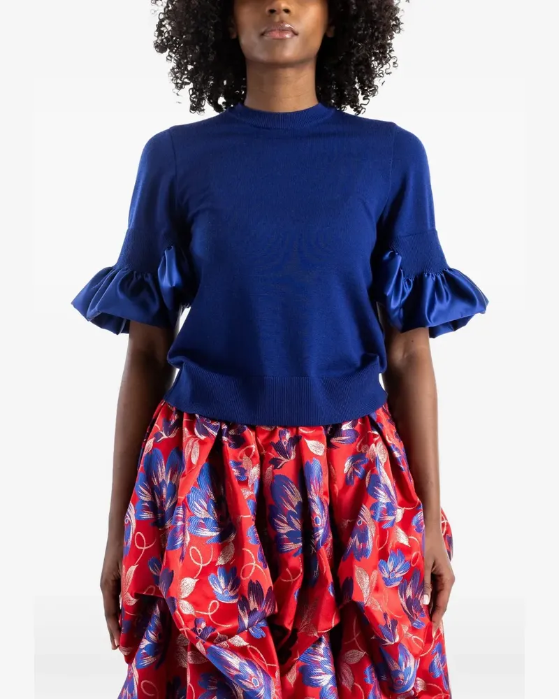 Noir Kei Ninomiya ruffle-trim sweater - Blau Blau