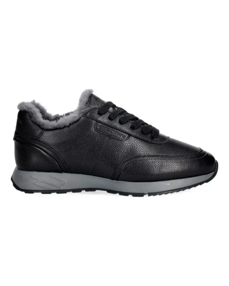 Baldinini shearling-lined grained leather sneakers - Schwarz Schwarz