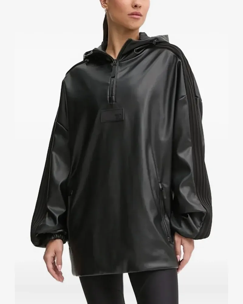 EA7 Hoodie aus Faux-Leder - Schwarz Schwarz