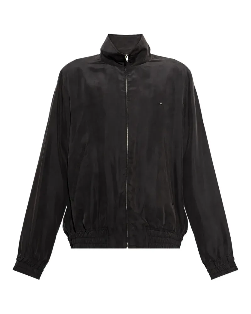 Valentino Garavani Ausgeblichene Seidenjacke mit Metallic-V-Detail - Schwarz Schwarz