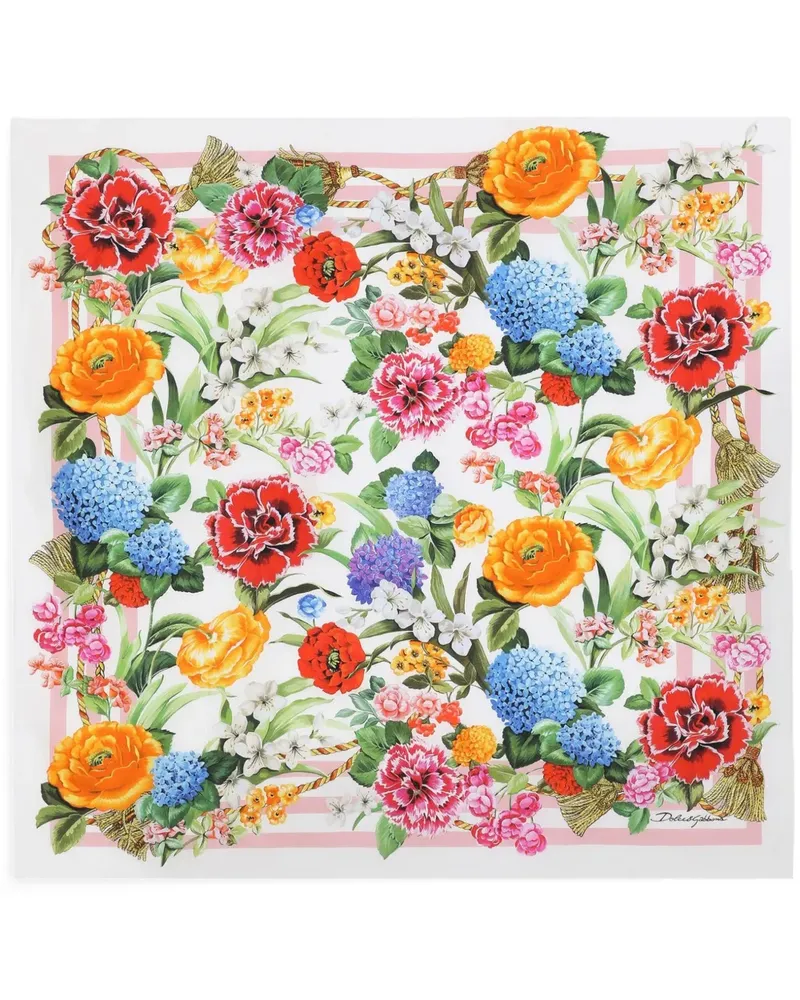 Dolce & Gabbana Schal mit Blumen-Print - Weiß Weiß