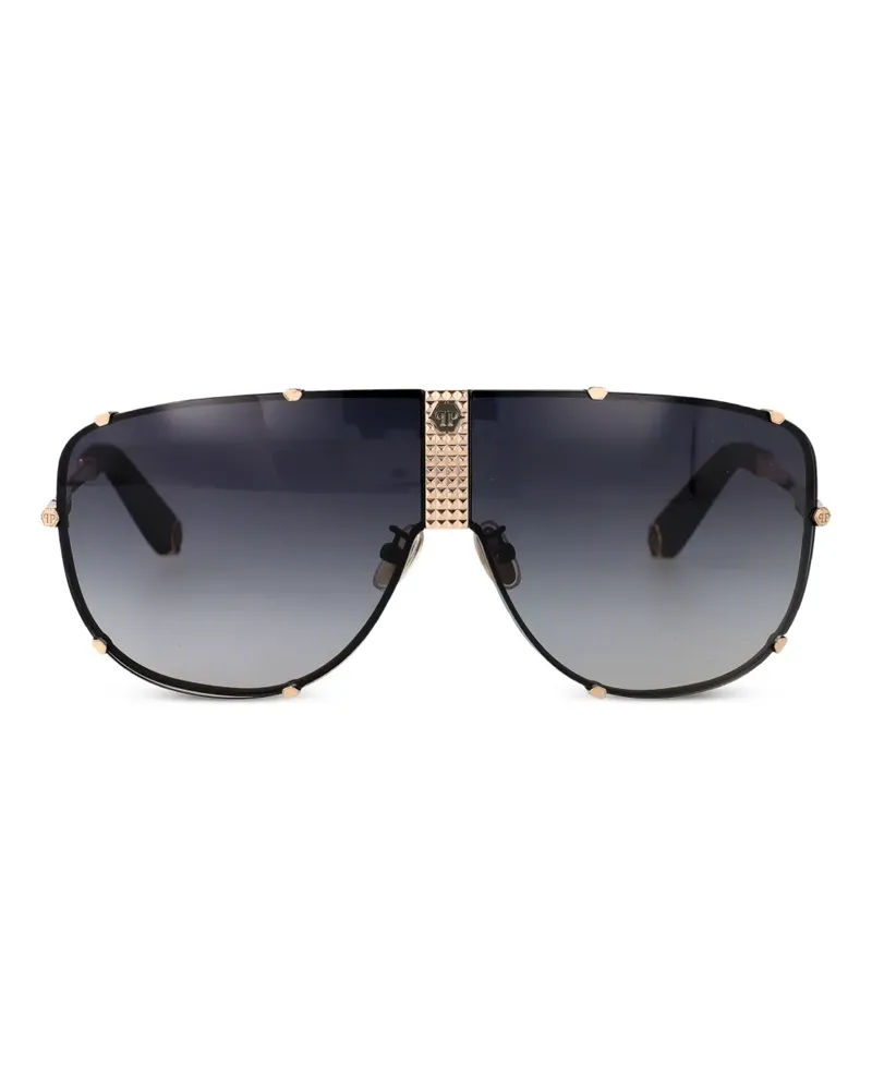 Philipp Plein Sonnenbrille mit Shield-Gestell - Schwarz Schwarz