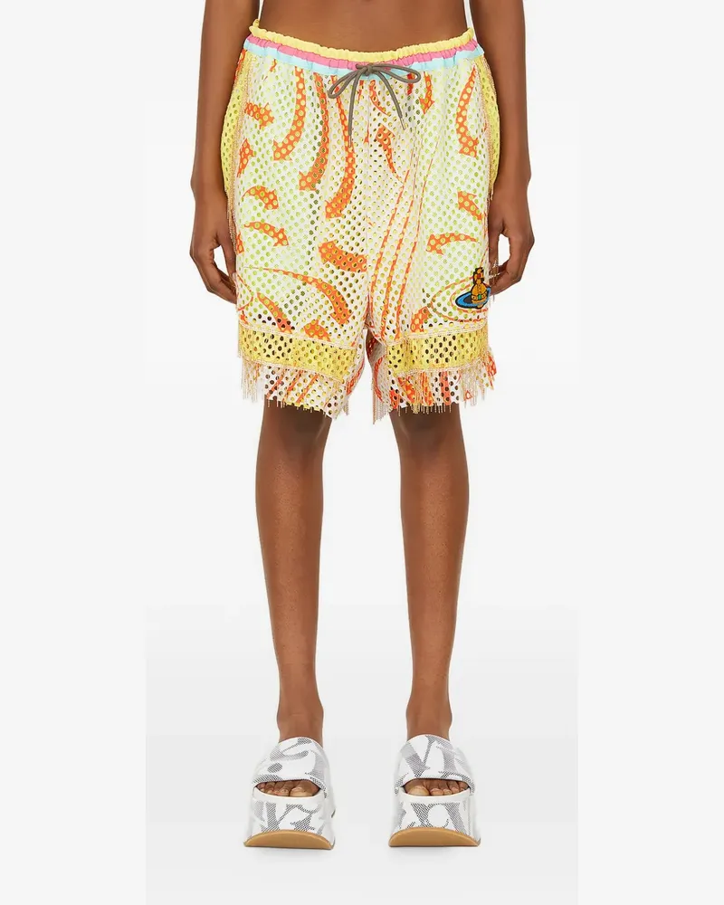 Vivienne Westwood Mesh-Shorts mit Orb-Applikation - Gelb Gelb