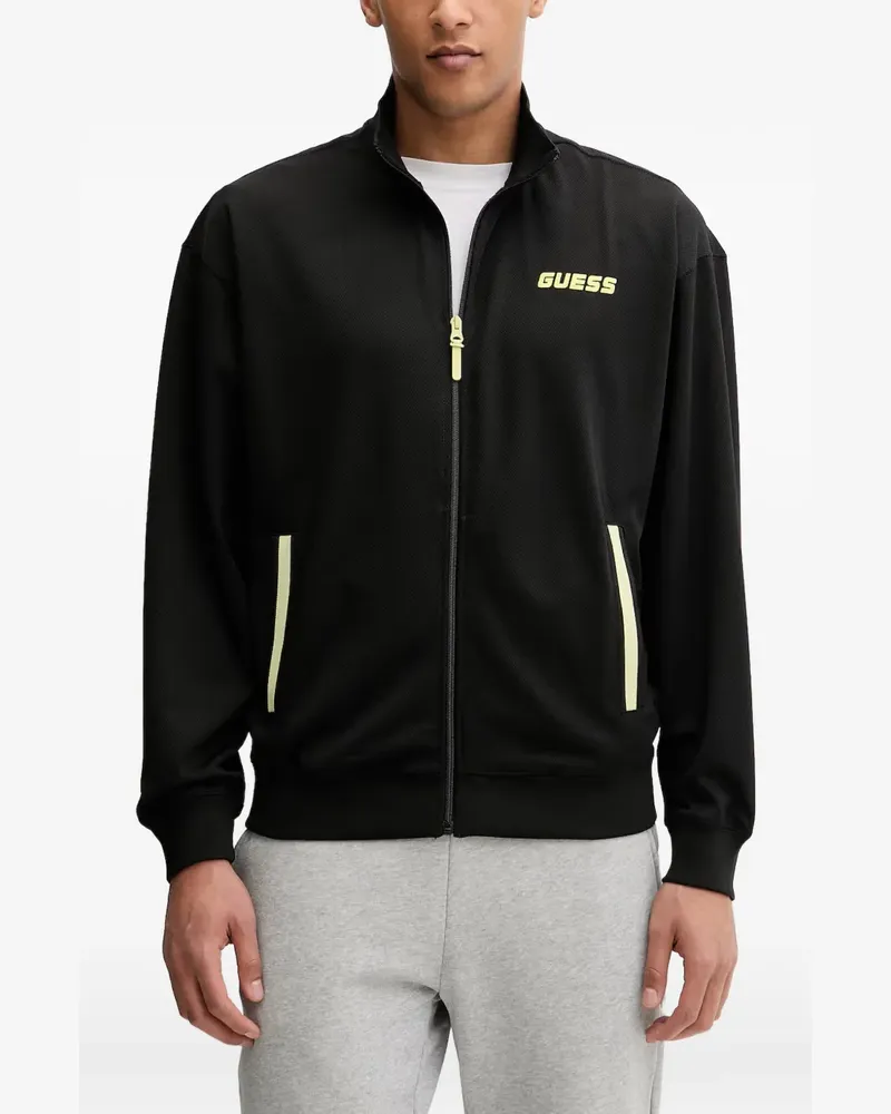 Guess logo-print zip-up sweater - Schwarz Schwarz