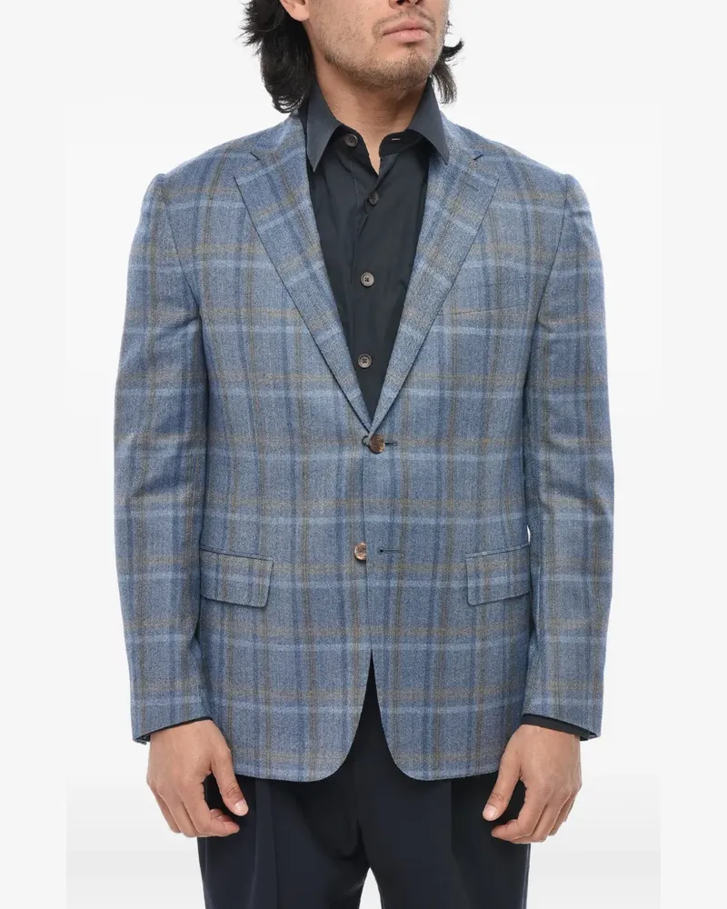 Corneliani checked single-breasted blazer - Blau Blau