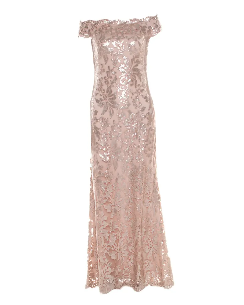 Tadashi Shoji Abendkleid aus Spitze mit Pailletten - Rosa Rosa