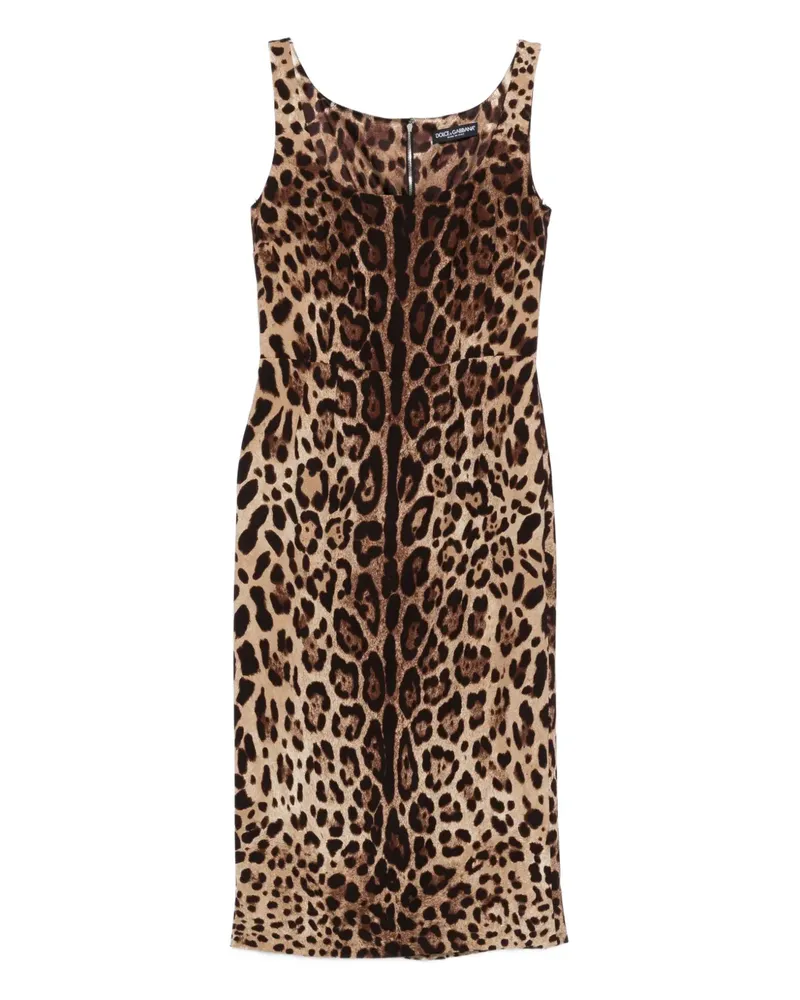 Dolce & Gabbana animal-print sleeveless midi dress - Braun Braun