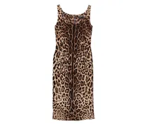 animal-print sleeveless midi dress - Braun