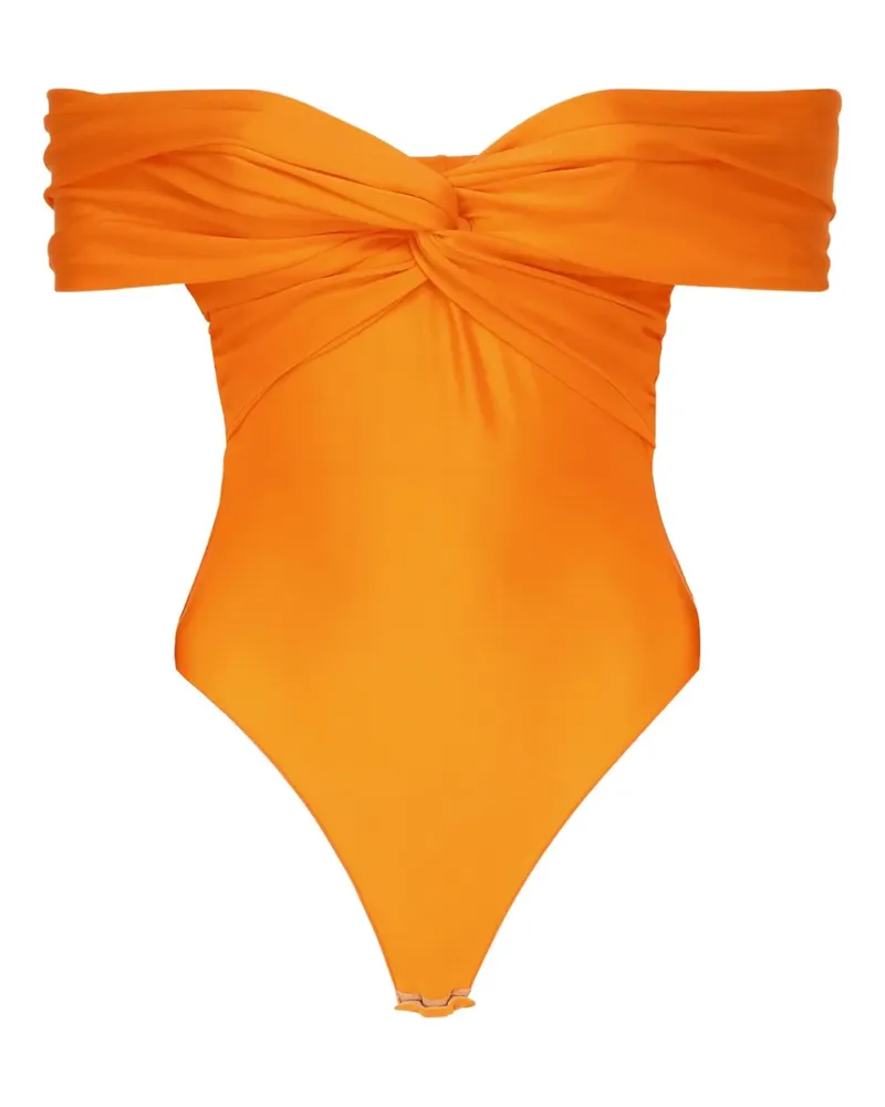 ANDAMANE Schulterfreier Body mit verdrehter Front - Orange Orange