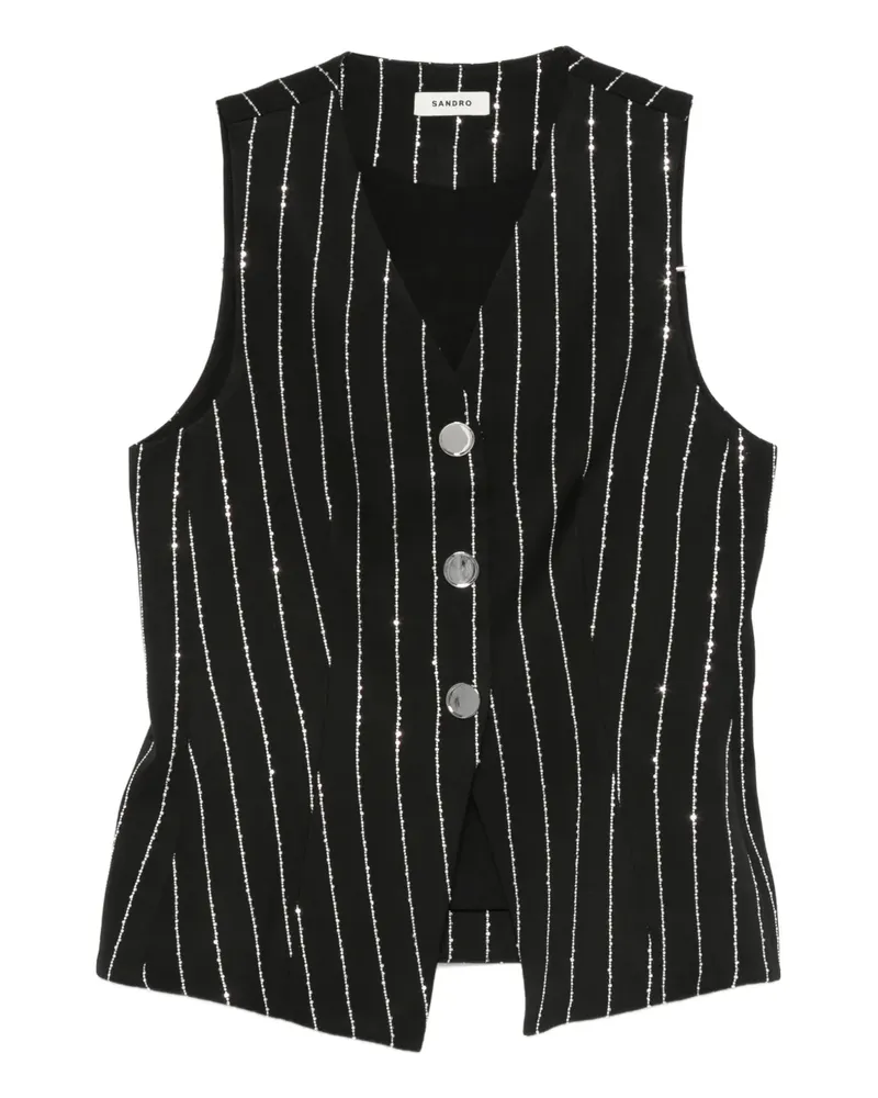 Sandro Gestreifte Weste - Schwarz Schwarz