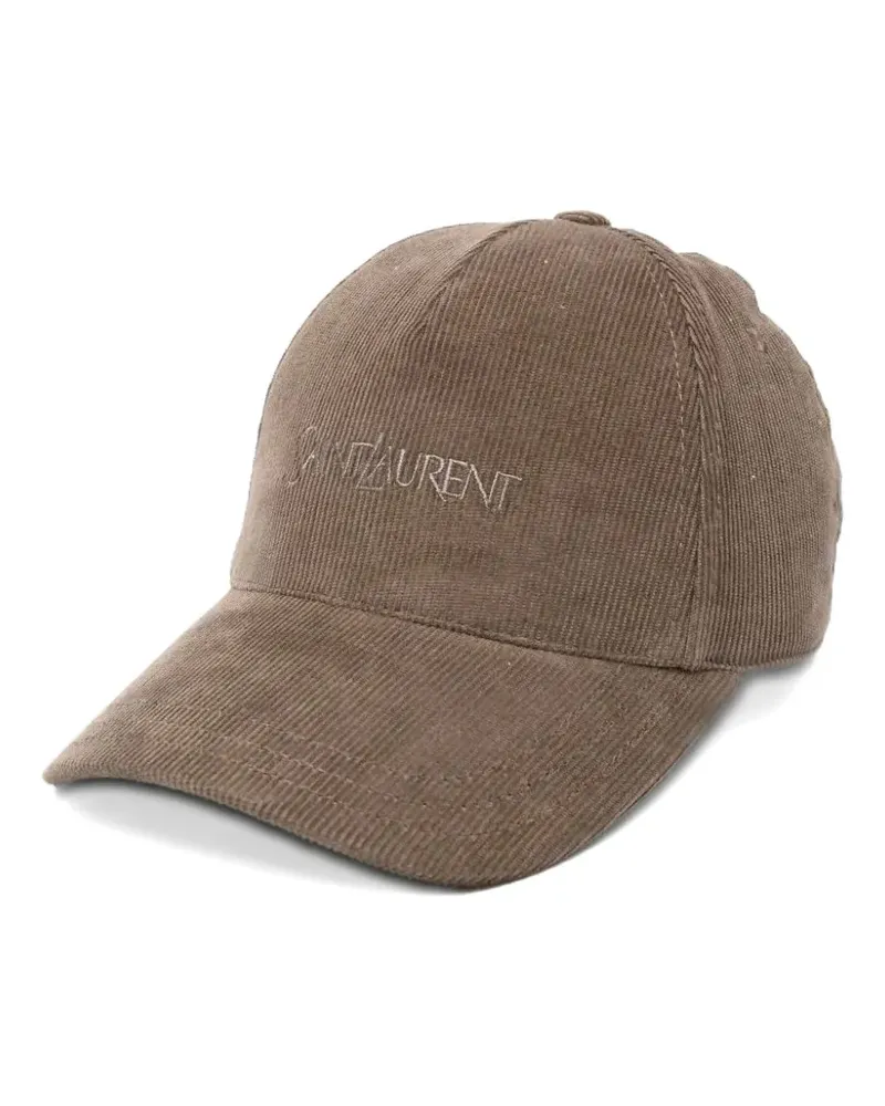 Saint Laurent logo-embroidered corduroy baseball cap - Braun Braun