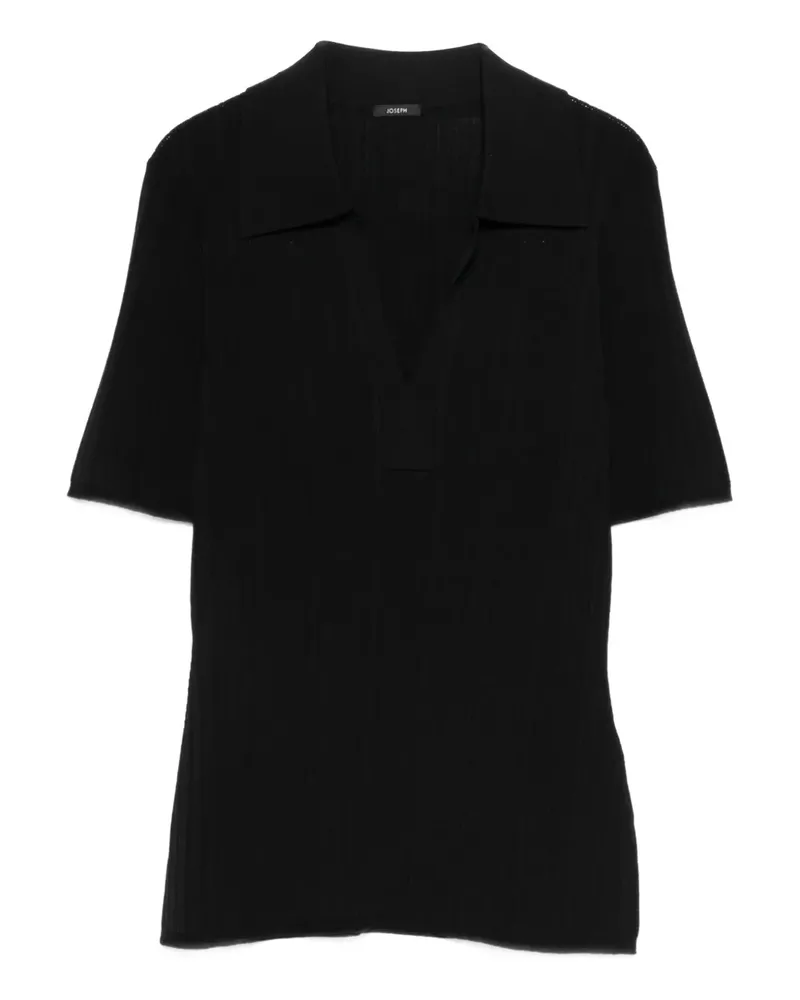 Joseph Geripptes Oberteil mit Poloshirtkragen - Schwarz Schwarz