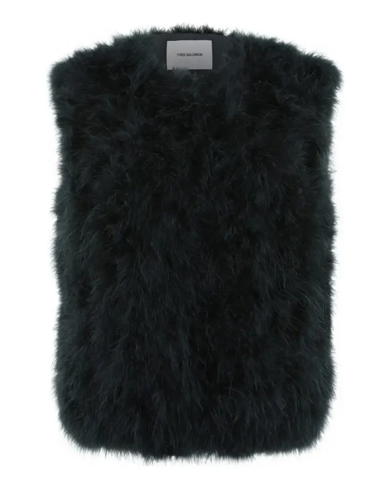 Yves Salomon feather-embellished gilet - Grün Grün