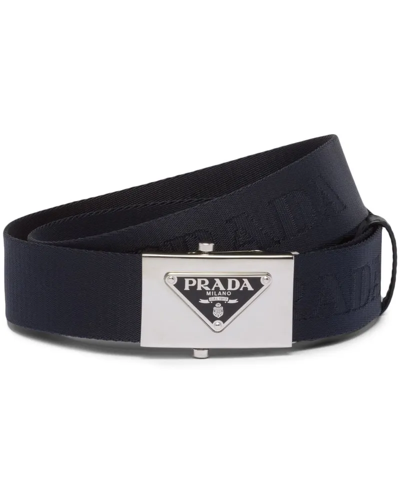 Prada Gewebter Gürtel mit Logo Blau