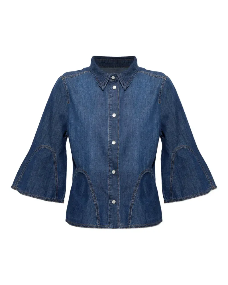 MUNTHE Vunna flared-sleeve denim shirt - Blau Blau
