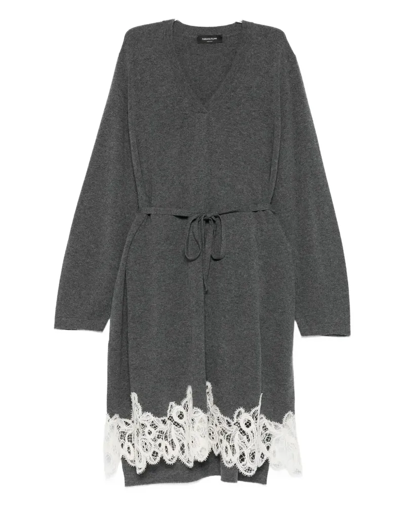Fabiana Filippi lace-trim tie-fastening dress - Grau Grau
