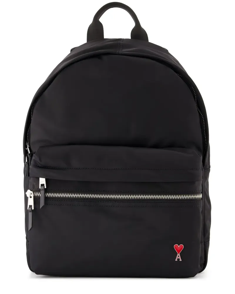 AMI Paris Rucksack mit Logo-Schild - Schwarz Schwarz