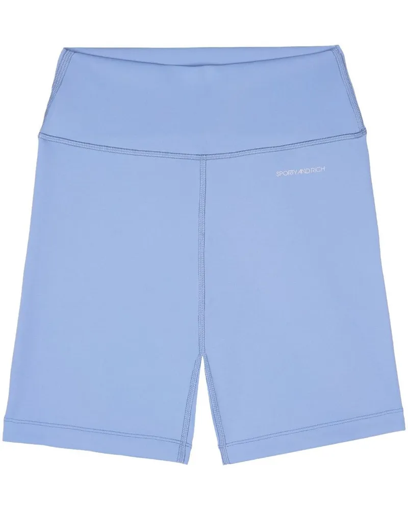 SPORTY & RICH Radlerhose mit Logo-Print - Blau Blau
