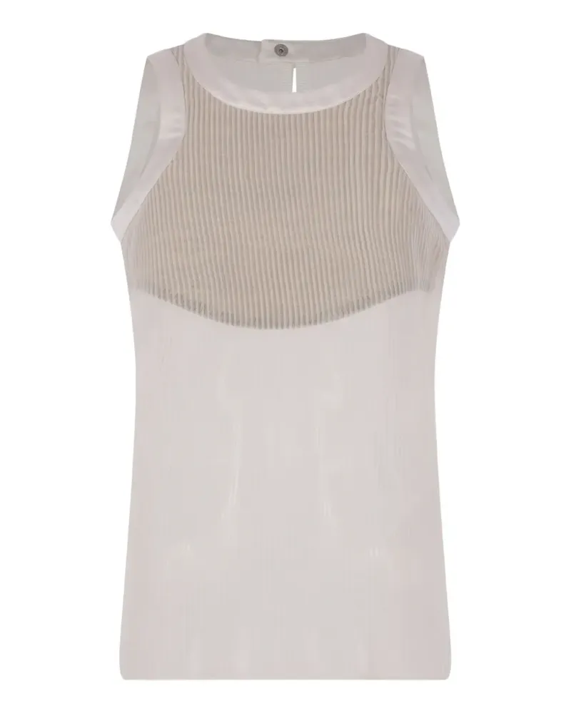 Sacai Top aus Chiffon mit Falten - Weiß Weiß