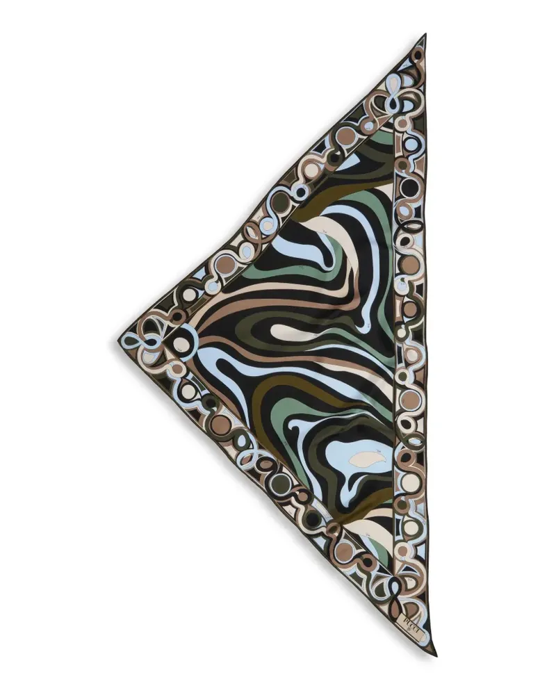 Emilio Pucci Marmo-print silk triangle scarf - Schwarz Schwarz