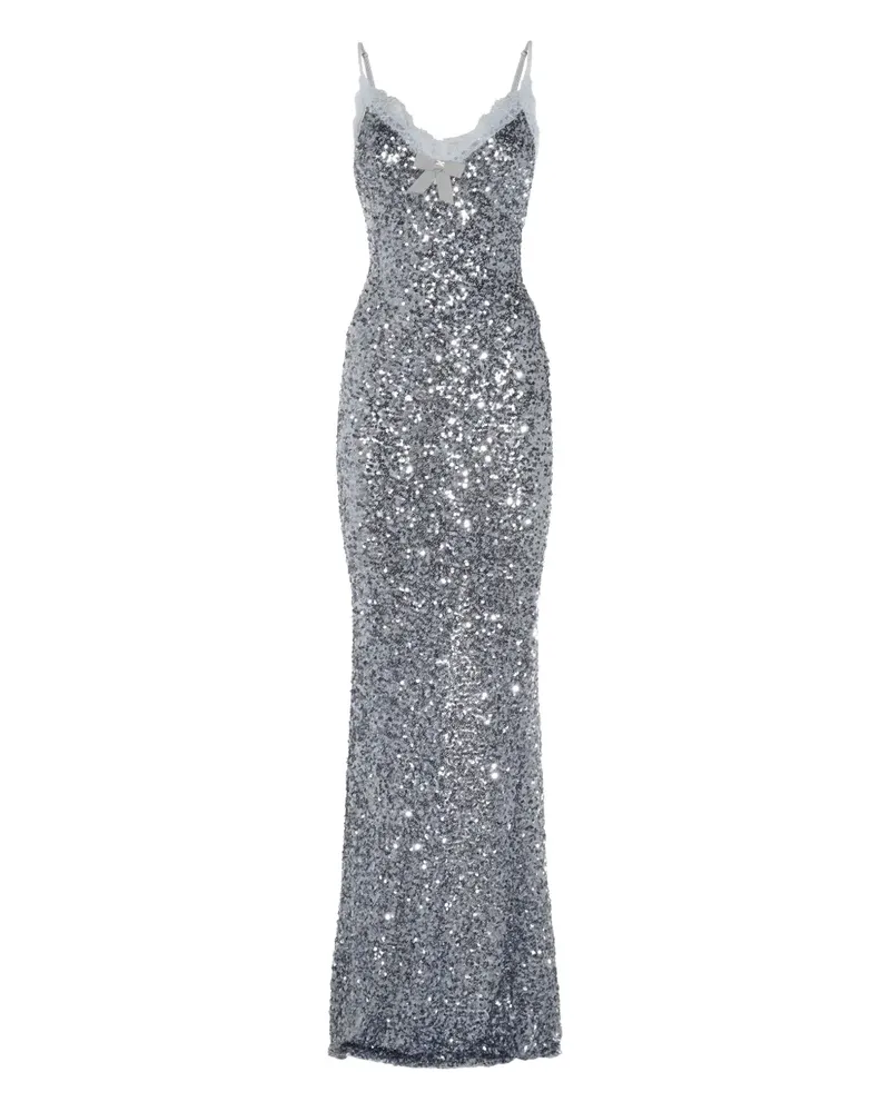 Elisabetta Franchi Maxikleid mit Pailletten - Grau Grau