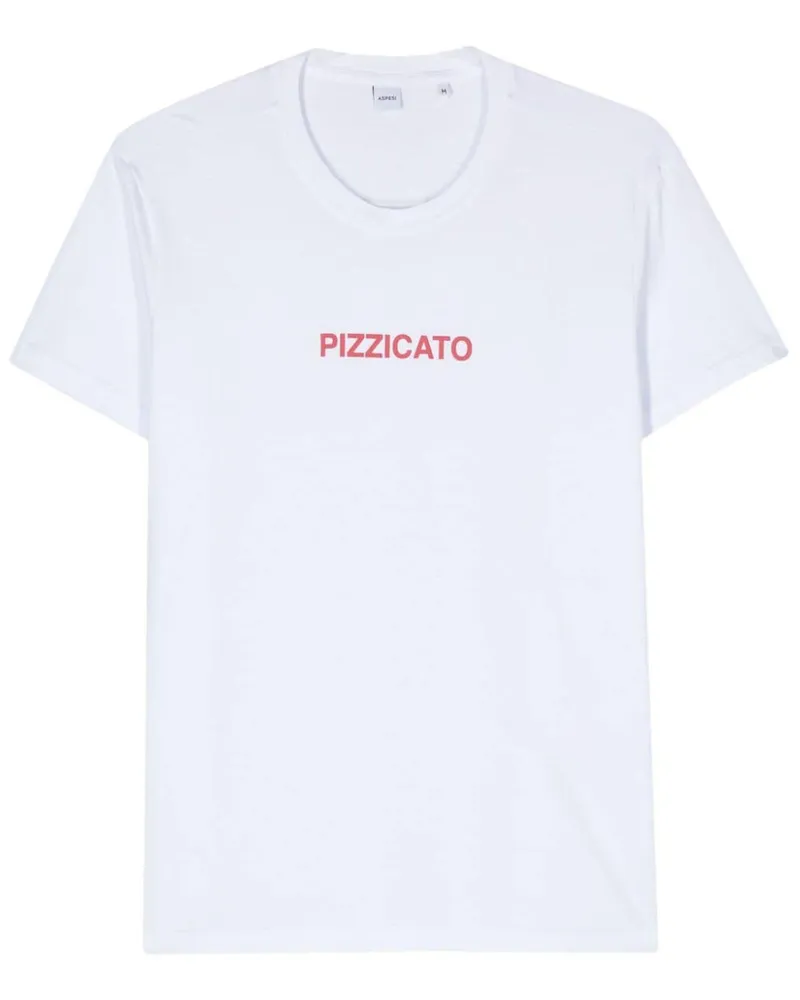 ASPESI T-Shirt mit Pizzicato-Stempel Weiß
