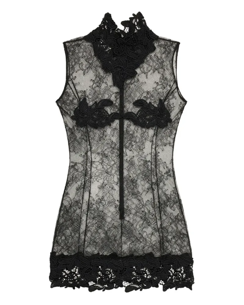 Blumarine Minikleid mit Stehkragen - Schwarz Schwarz