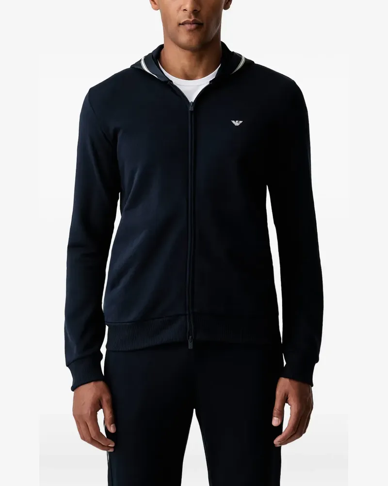 Emporio Armani Kapuzenjacke mit Logo-Stickerei - Blau Blau