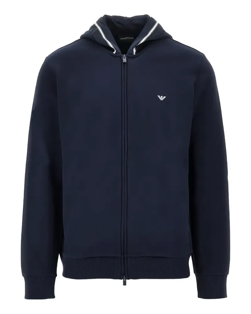 EA7 logo-embroidered zip-up hoodie - Blau Blau