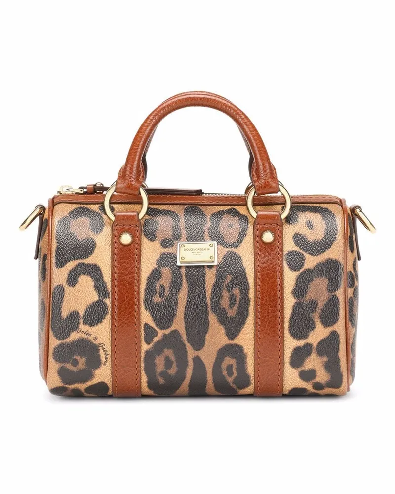 Dolce & Gabbana Kleine Crespo Umhängetasche mit Leoparden-Print - Braun Braun