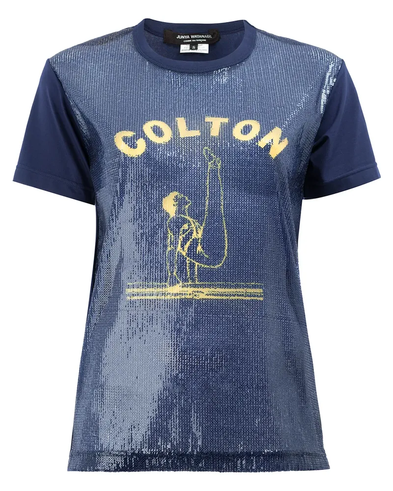 Junya Watanabe T-Shirt mit "Colton"-Print - Blau Blau