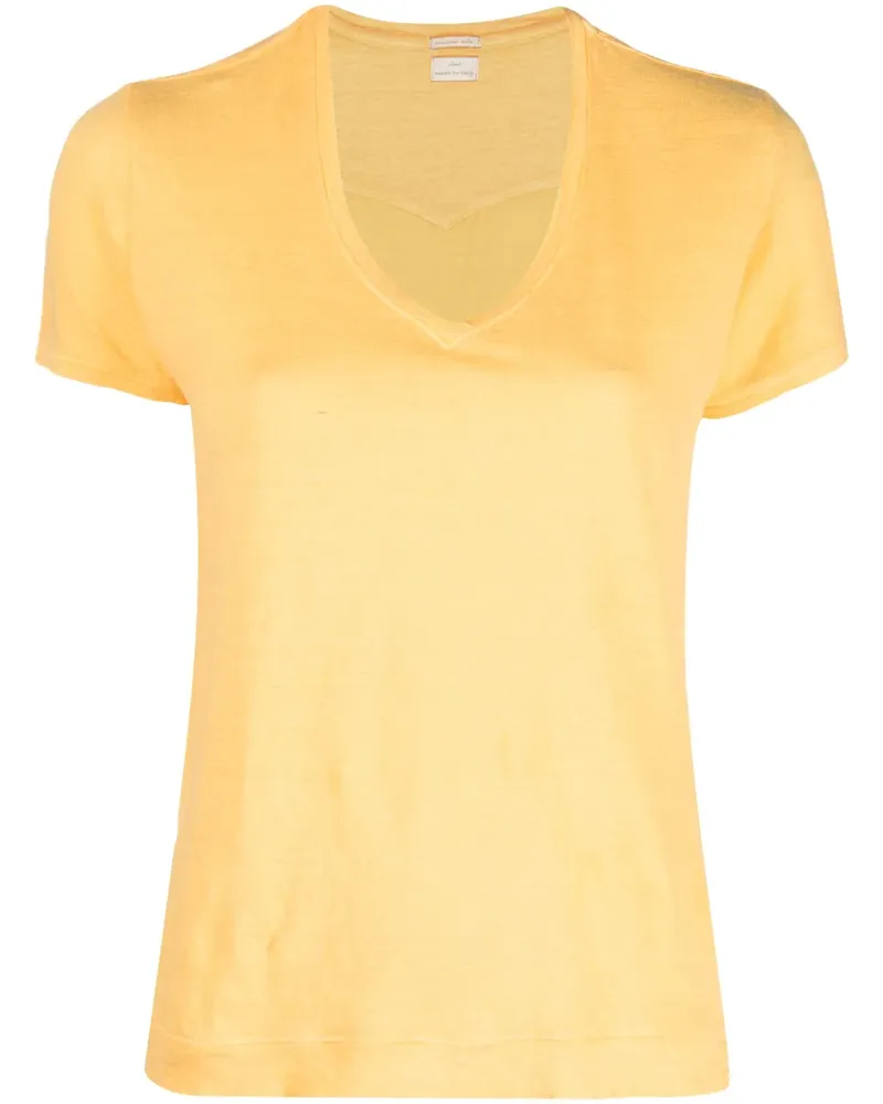 Massimo Alba Flores T-Shirt aus Leinen - Gelb Gelb