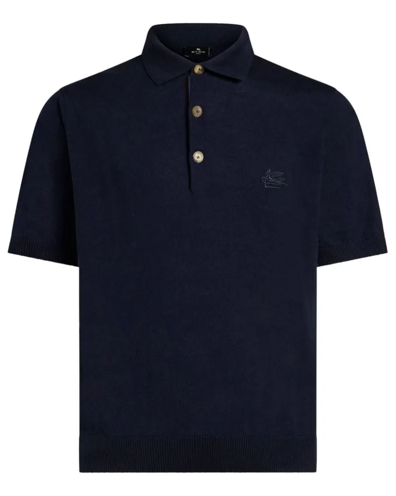 Etro Gestricktes Poloshirt mit Logo-Stickerei - Blau Blau