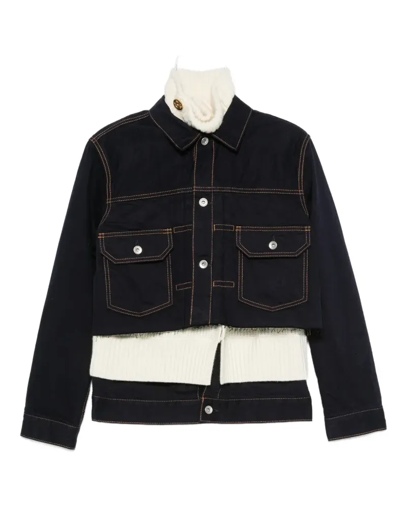 Sacai layered-design raw-cut jacket - Blau Blau