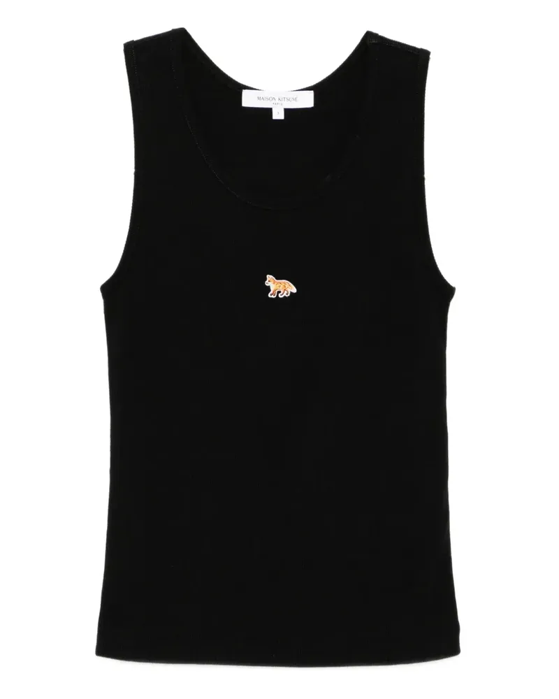 Kitsuné Tanktop mit Fuchs-Stickerei - Schwarz Schwarz