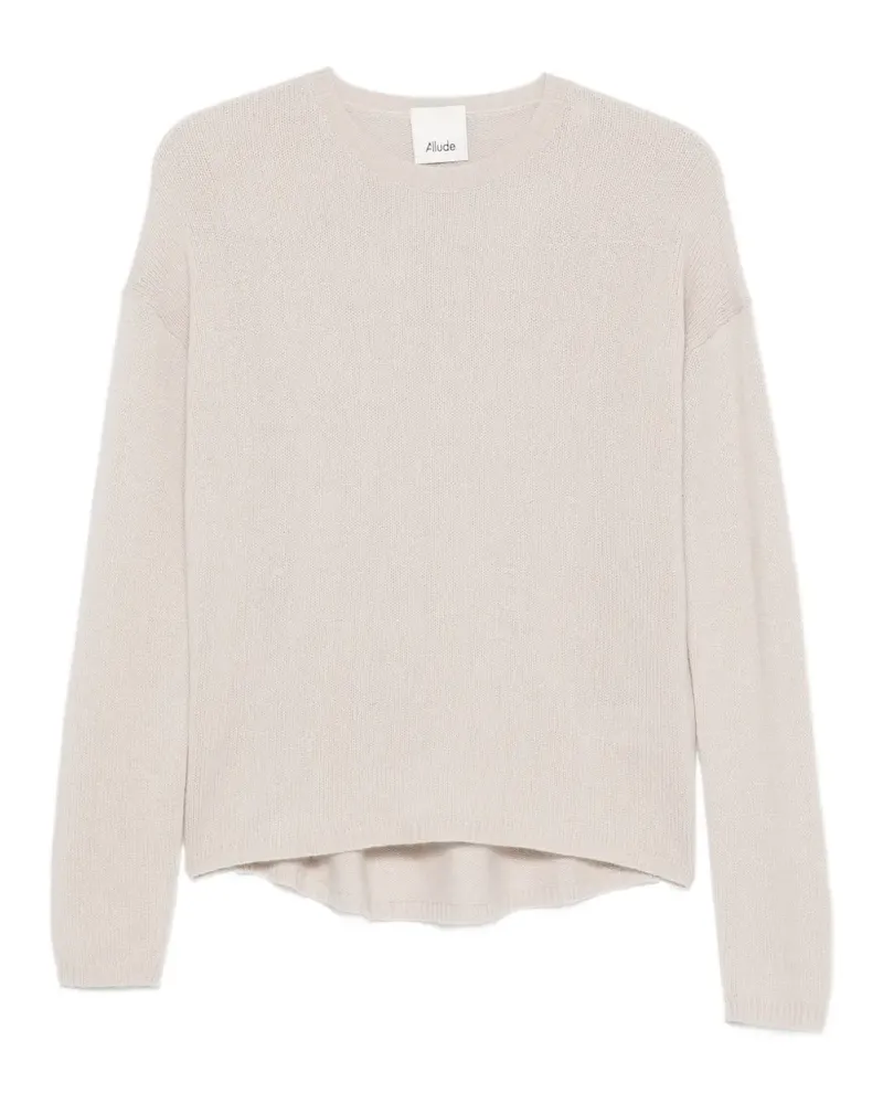 ALLUDE ribbed-knit drop-shoulder cashmere sweater - Nude Nude