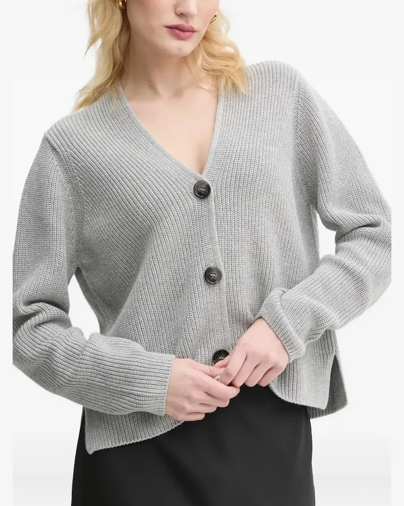 Marc O'Polo Gerippter Cardigan mit V-Ausschnitt - Grau Grau