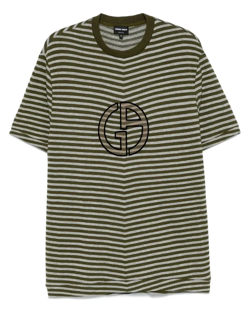 Giorgio Armani T-Shirt mit geflocktem Logo - Grün Grün