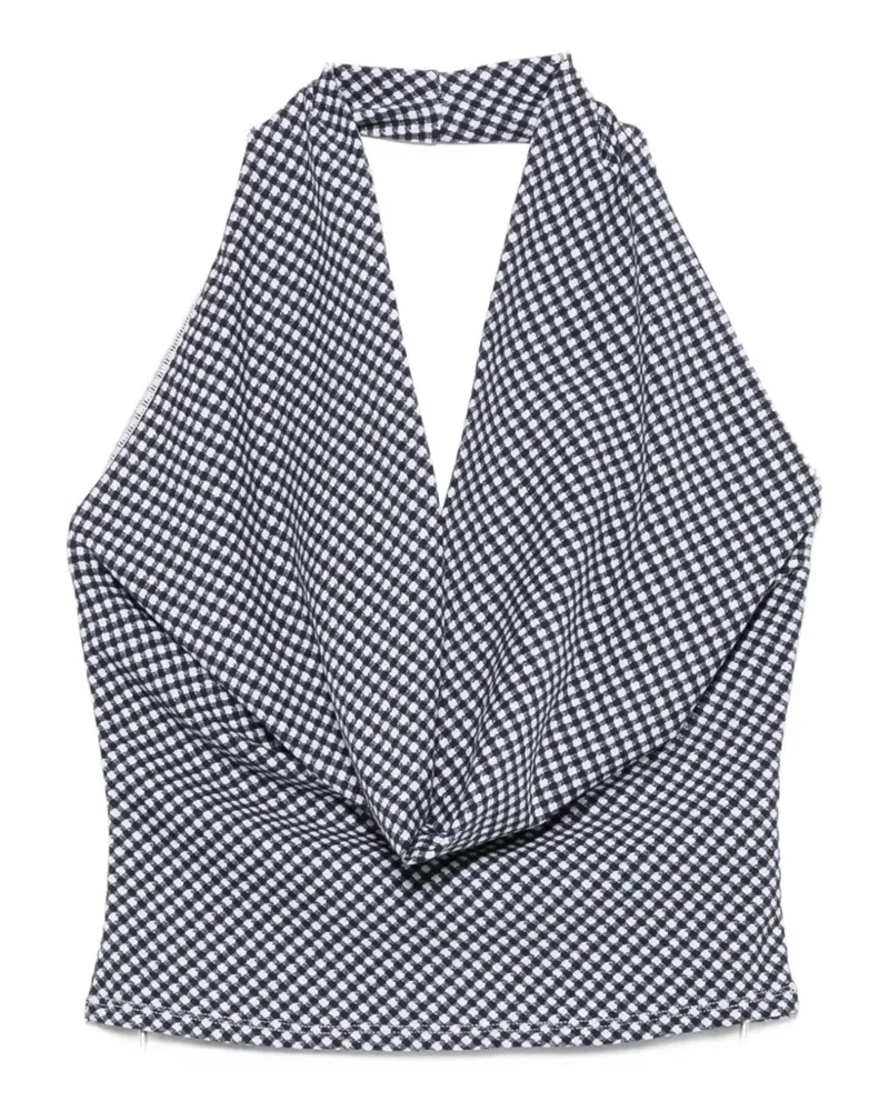 Frankies Bikinis Jay gingham halterneck top - Blau Blau