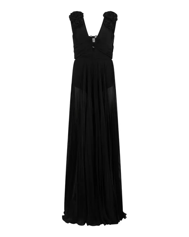 Philipp Plein Midikleid mit Blumenapplikation - Schwarz Schwarz