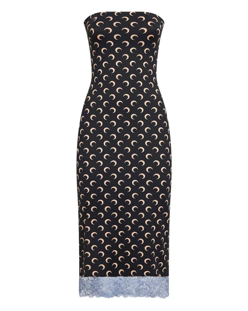 Marine Serre Midikleid mit Moon-Print - Schwarz Schwarz