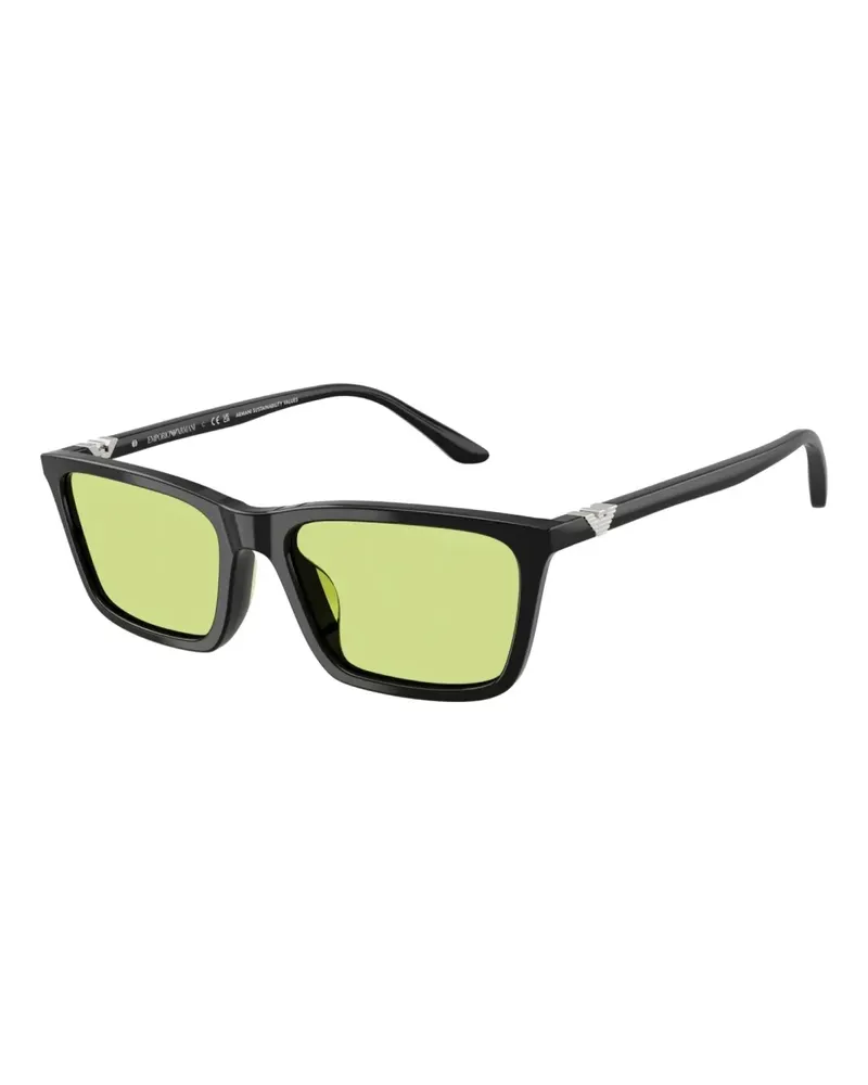 Emporio Armani Sonnenbrille mit eckigem Gestell - Schwarz Schwarz