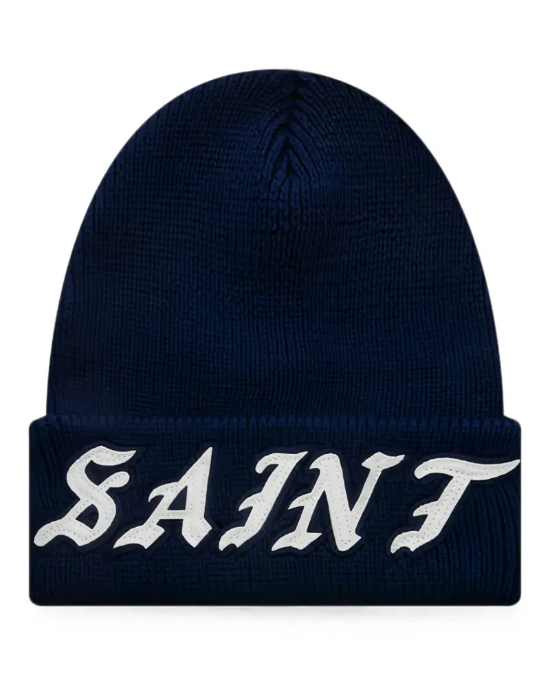 SAINT MXXXXXX logo-patch knit beanie hat - Blau Blau