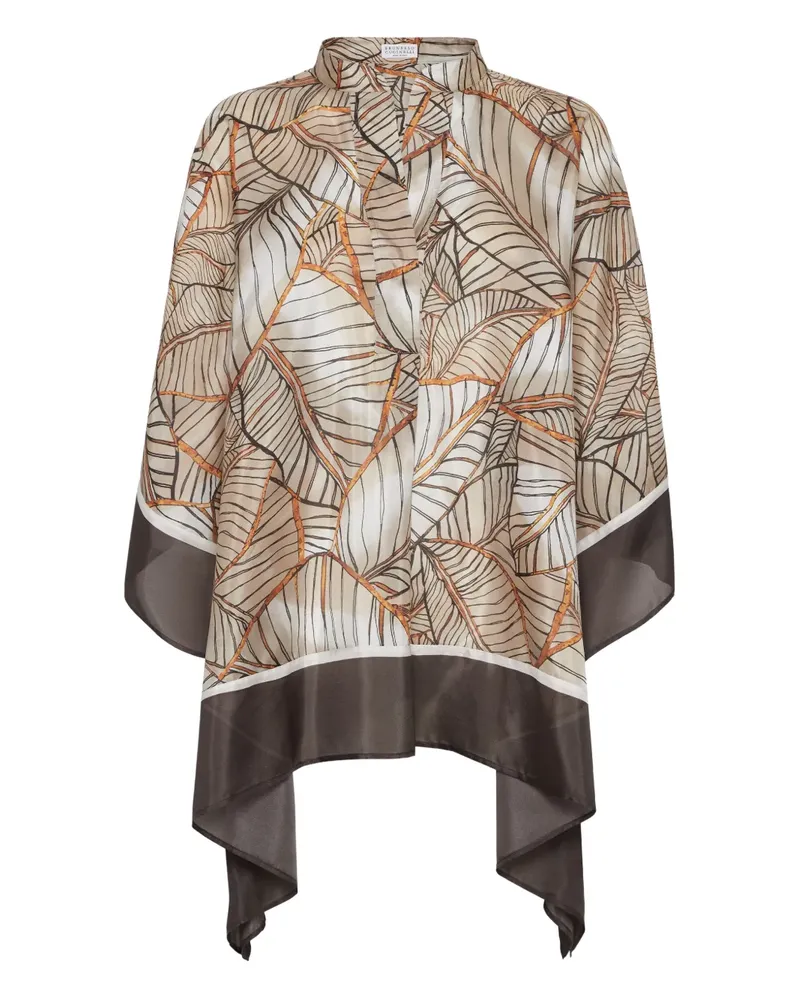 Brunello Cucinelli Cape mit Papyrus-Print - Nude Nude